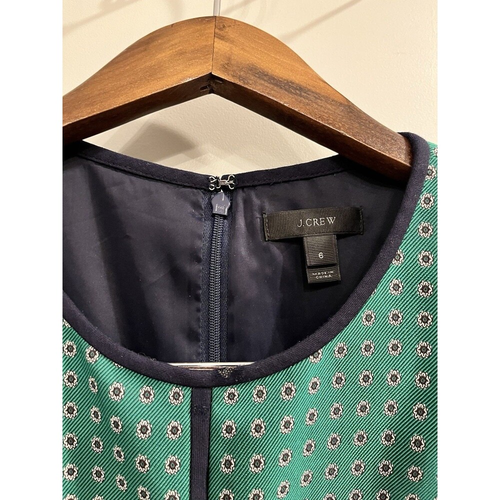 J.CREW Green/Blue Geometric Sheath Dress Pockets Lined Round Neck size 6 0069 - Picture 8 of 8
